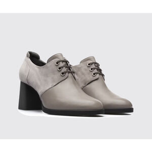 Camper Kara Gray Leather Suede Lace Up Pump Heels Size EU 36 Twee